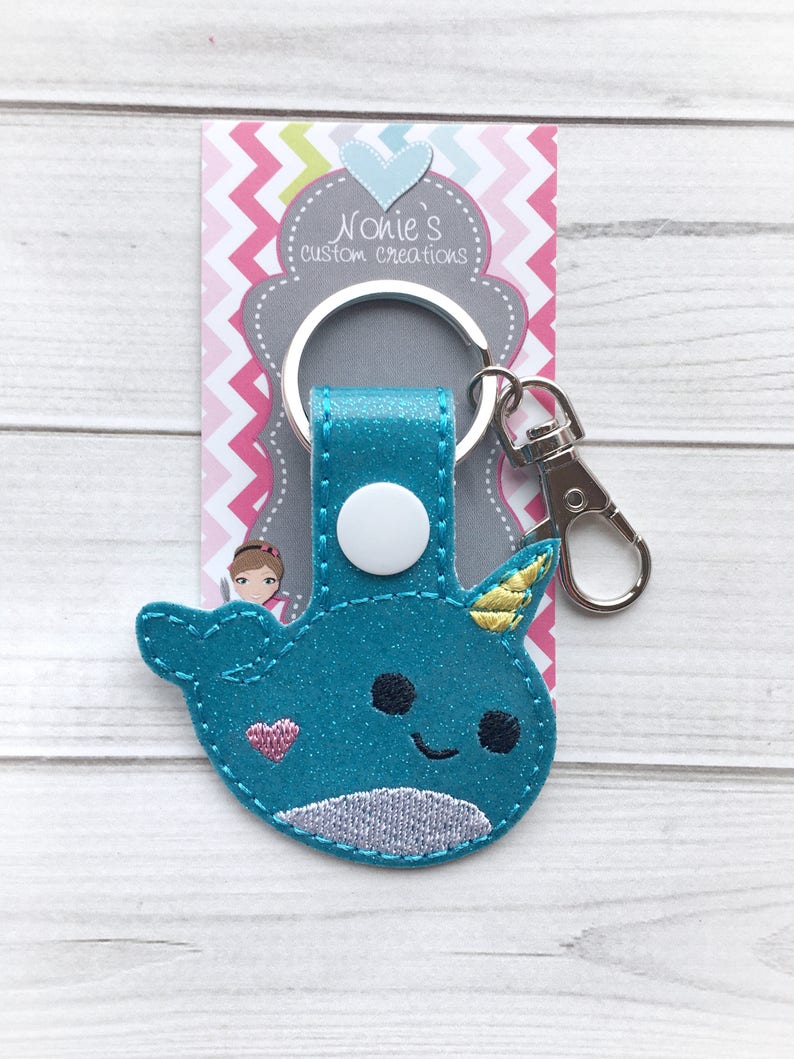Narwhal Keychain Narwhal Key Chain Narwhal Key Fob Etsy