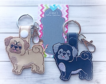 Pug Keychain - Pug Key Chain - Pug Key Fob- Pug Gift
