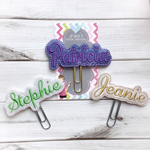 Name Clip - Name Paperclip - Name Paper Clip - Personalized Clip - Planner Feltie- Name Feltie -Custom Name Clip