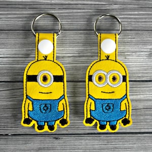 Minion Keychain Inspired - Yellow Helper Keychain - 1 Eyed Minion Keychain - 2 Eyed Minion Keychain - Minion Birthday - Minion Gift