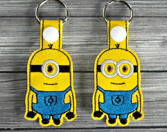 Minion Keychain Inspired - Yellow Helper Keychain - 1 Eyed Minion Keychain - 2 Eyed Minion Keychain - Minion Birthday - Minion Gift