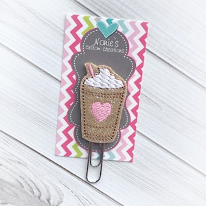Clip de café helado - Clip para agenda - Clip para agenda - Accesorios para agenda - Clip de fieltro para agenda - Clip de café - Clip de fieltro para café