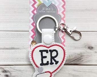 ER Keychain - Doctor Keychain - Nurse Keychain - Emergency Room Keychain - Medical Keychain - Nurse Gift - Stethoscope Keychain