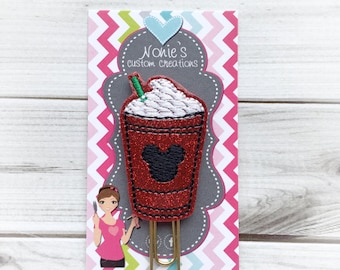 Iced Coffee Paper Clip - Red Mickey Coffee Cup -Planner Paperclip - Planner Accessories - Mouse Coffee - Coffee Paper Clip - Coffee Feltie