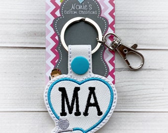 Medical Assistant Keychain - MA Keychain - Nurse Key Chain - Nursing Keychain - Medical Keychain - Nurse Gift - Stethoscope Keychain