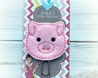 Pig Paper Clip - Pig Paperclip - Planner Accessories - Planner Feltie - Farm Paper Clip -Pig Feltie