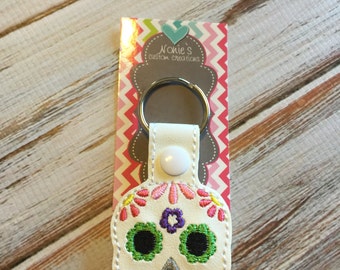 Sugar Skull Keychain - Day of the Dead Keychain - Skull Keychain - Sugar Skull Key Chain - Halloween Keychain -