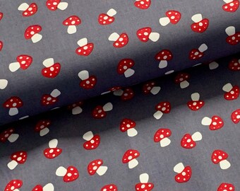 Fabric toadstools grey 100% cotton