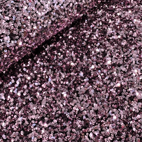 Pièce restante 65 cm tissu sequin vieux rose