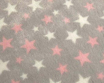 Micro fleece - stars light gray-pink