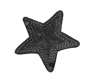 Sequin application Star noir 7,5 cm