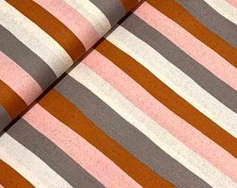 Patchwork fabric Wide stripes brique,salmon pink 100%BW, 110 cm wide