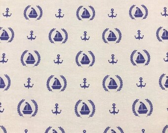 Decorative fabric anchors and boats on nature in rip soptik