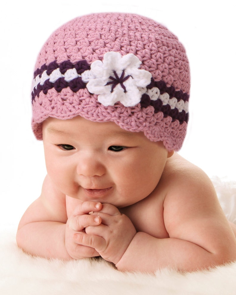 Crochet Baby Hat With Flower Baby Girl Crochet PATTERN Baby Etsy