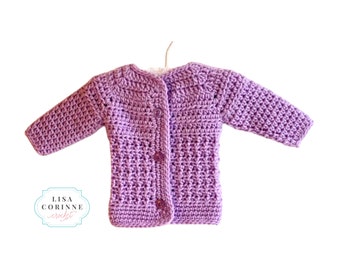 Baby Sweater Crochet Pattern, Cardigan Sweater Pattern, Easy to Follow Crochet Jacket Pattern, Contains 6 sizes, Newborn - 24 Months, 32