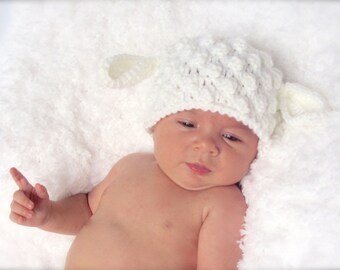 Crochet Lamb Hat Pattern: Newborn Photo Prop (6 Sizes) (PDF Pattern)
