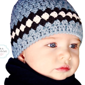 Crochet Hat Pattern, 10 Sizes - Newborn through Adult, Kids Winter Hat Crochet Pattern, Newborn Hat Photo Prop Pattern, Digital Download, 1