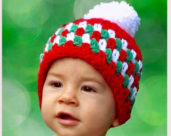 Christmas Hat Pattern, Pom Pom Hat Crochet Pattern, 10 Sizes Newborn - Adult, Bulky Yarn Crochet Hat Pattern, Pom Pom Hat, Photo Prop, 29