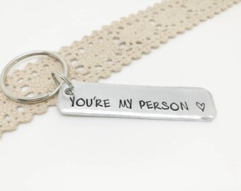 You're my person keychain, metal keyring, best friend gift, boyfriend and girlfriend key fob, bff presents, gift, gift, Valentines