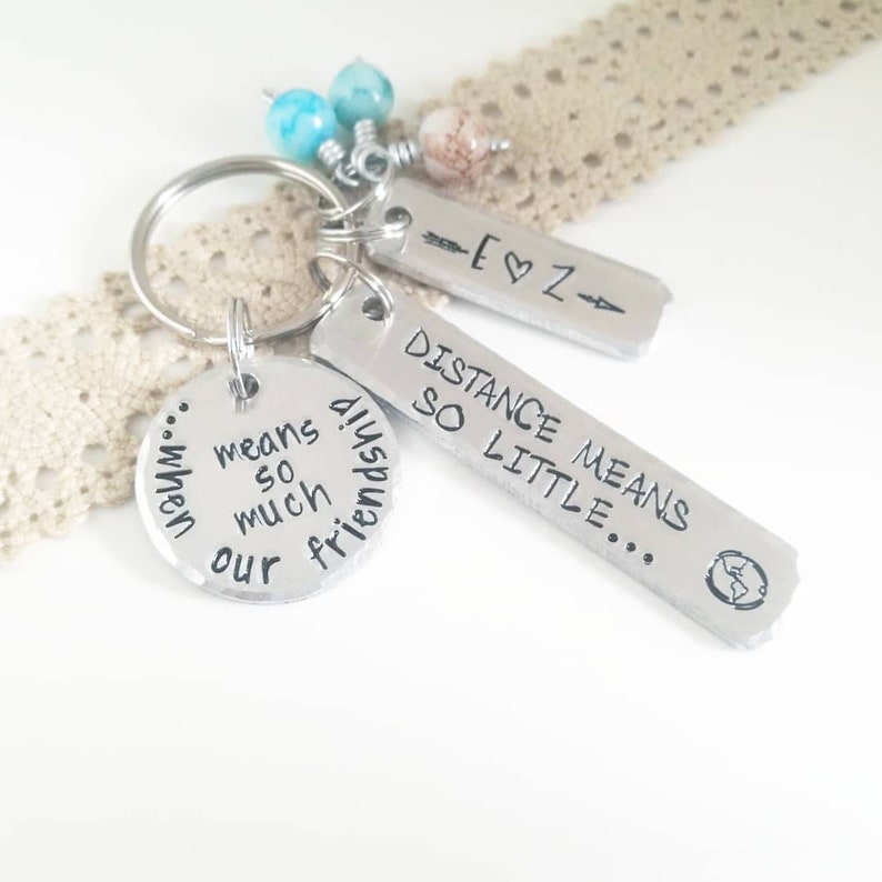 Personalised long distance friendship gift Distance Keyring | Etsy