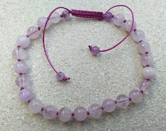 Lavender Amethyst Bracelet, Gemstone Bracelet, Macrame Bracelet, Crystal Healing, Adjustable, Gift