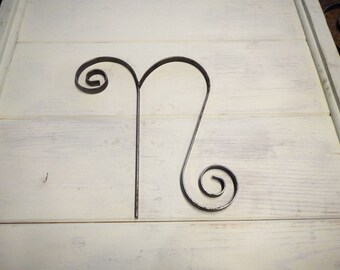 Metal Initial N, Capitol Letter N, Custom Scrolled Metal. Wall Art. Great for wall or wreath.