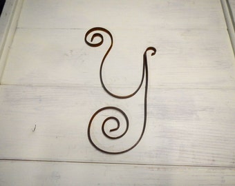 Metal Initial Y, Capitol Letter Y, Custom Scrolled Metal. Wall Art.  Great for wall or wreath.