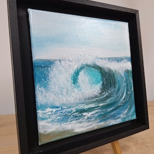 Wave painting Marine oil/canvas, signed wall painting, beach sea ocean gift home unique and original piece, hand painted
