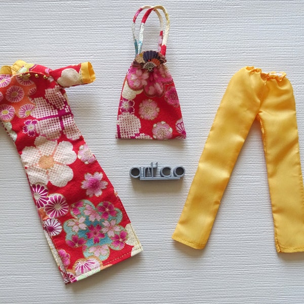Tunique asiatique en coton japonais. Pour poupée Pullip. Une création ART'CO