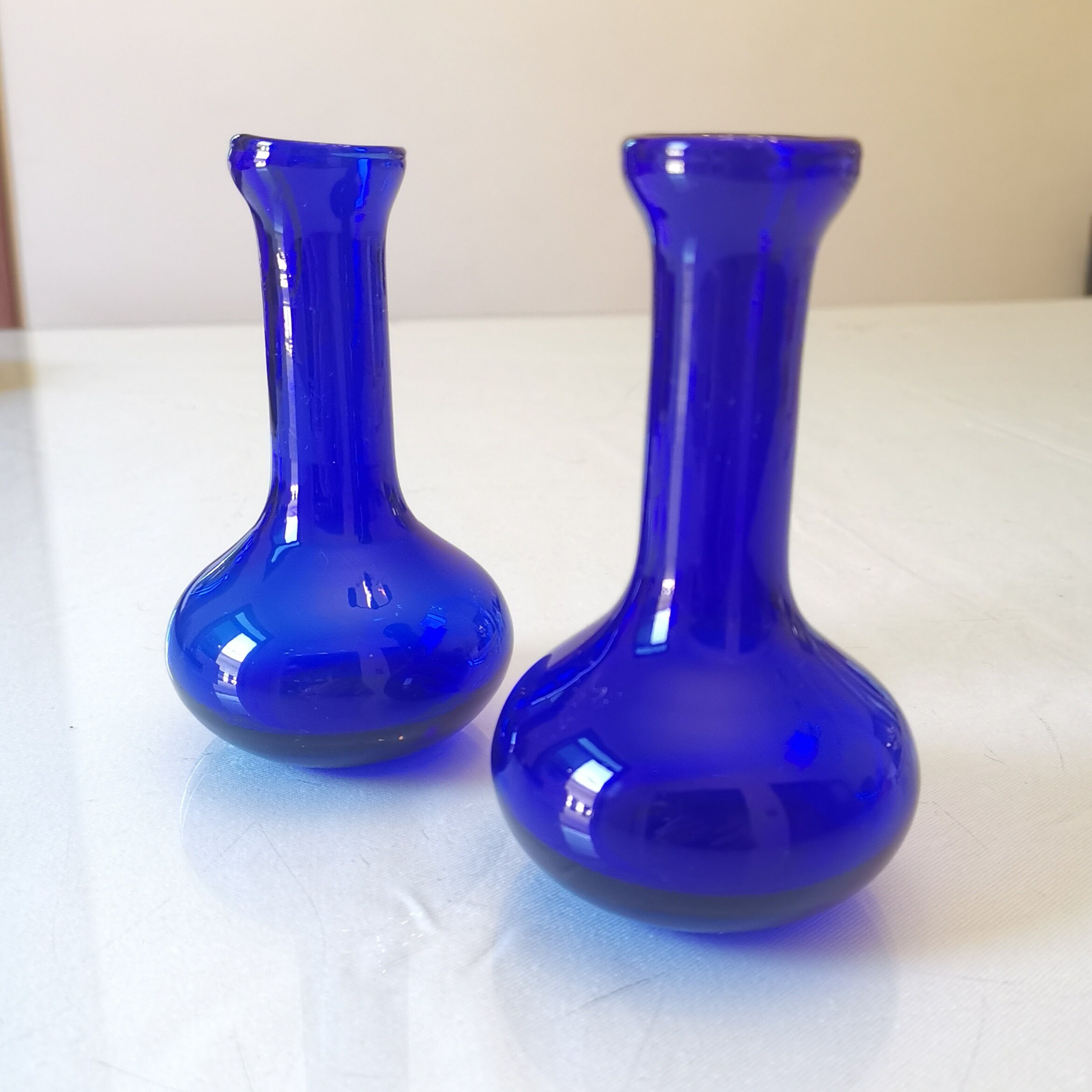 Pair of Hand blown cobalt blue glass vase Handmade glass Etsy