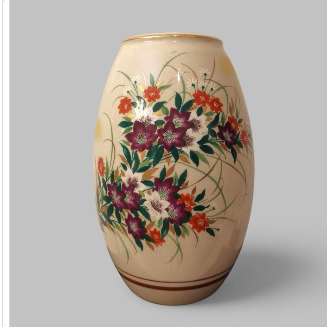 手描き陶器壺 花模様　九谷焼 通販低価 手描き陶器壺 花模様 九谷焼 【公式通販】