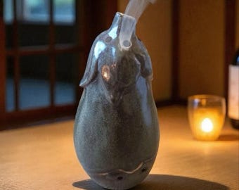 Eggplant Incense Burner: Japanese Koro Ceramic Holder