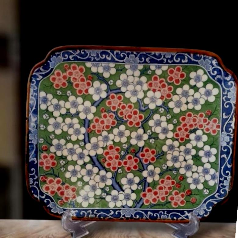 梅の花装飾陶器皿 ヴィンテージ九谷焼花皿：牡丹と梅の花の絵付け - Etsy 日本