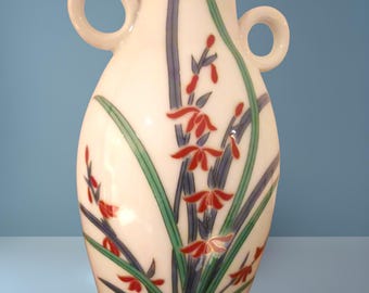 ヴィンテージ有田焼花瓶、秀伝峰手描き磁器 - Etsy 日本