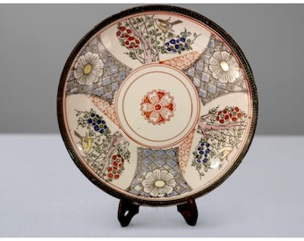 Antiek Meiji-Imari-keramisch bord, handgeschilderd Japans polychroom,