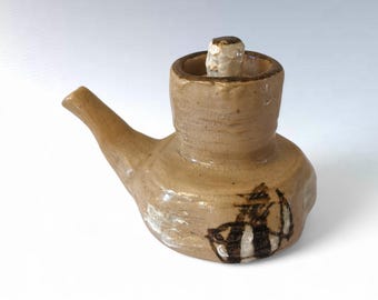 Japanese Shoyu-sashi Pourer, Handmade Rustic Ceramic Soy Sauce
