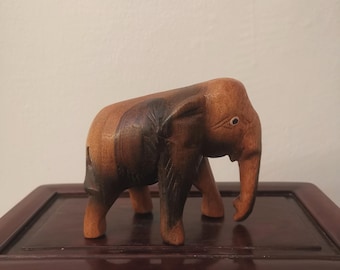 Hand Carved Jackfruit Wood Elephant Statue: Thai Folk Art