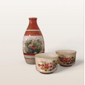 Vintage Sake set, Japanese sake bottle, Sakazuki, japanese tokkuri,  japanese kutani tokkuri, nihonshu, Imari sake sets
