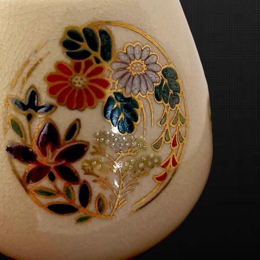 薩摩焼小花瓶、花模様金箔押し - Etsy 日本