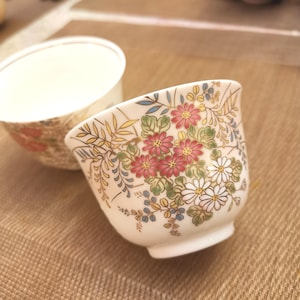 Pair of Japanese Yunomi, green tea cup, Asian tea cup, vintage green tea japanese cup,porcelain tea cup