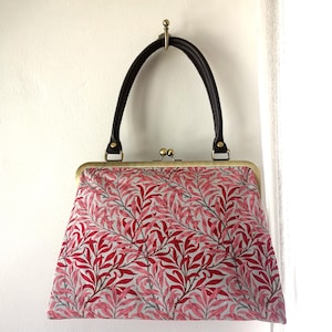 Japanese fabric Bag with leather handle. Vintage bag, fabric bag, hand bag, Japanese handbags, japanese yukata cotton