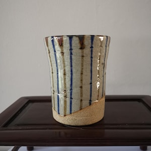 Yunomi, Japanese tea cup, Japanese hand writeing tea cup, oriental tea cup, collectible drink ware, japanese pottery tea cup, sushi tea cup