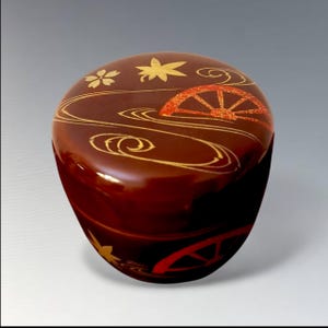 Caja de té Natsume de laca Urushi japonesa, pintada a mano