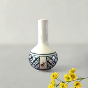 Jarrón japonés Mashikoyaki de la década de 1970, Aizu Hongō Ware, patrón Kanoko