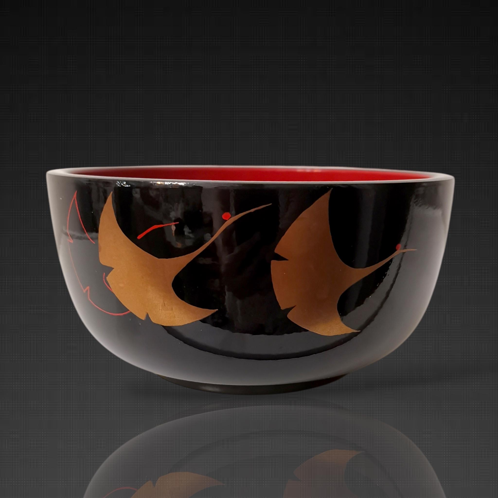 Japanese Lacquerware Bowl, Shiru-wan, Golden Crane Design. - Etsy