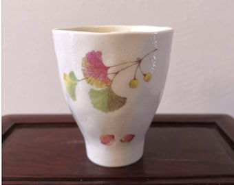 Japanese Ceramic Teacup, Chawan teacup, yunomi, vintage handpainted teacup, gift for her, oriental teacup, asian tableware, everyday use.