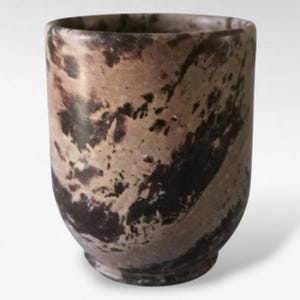 Handmade Natural Stone Ceramic Teacup, Unique Marbled Pottery Tumbler, Wabi Sabi Tea Bowl