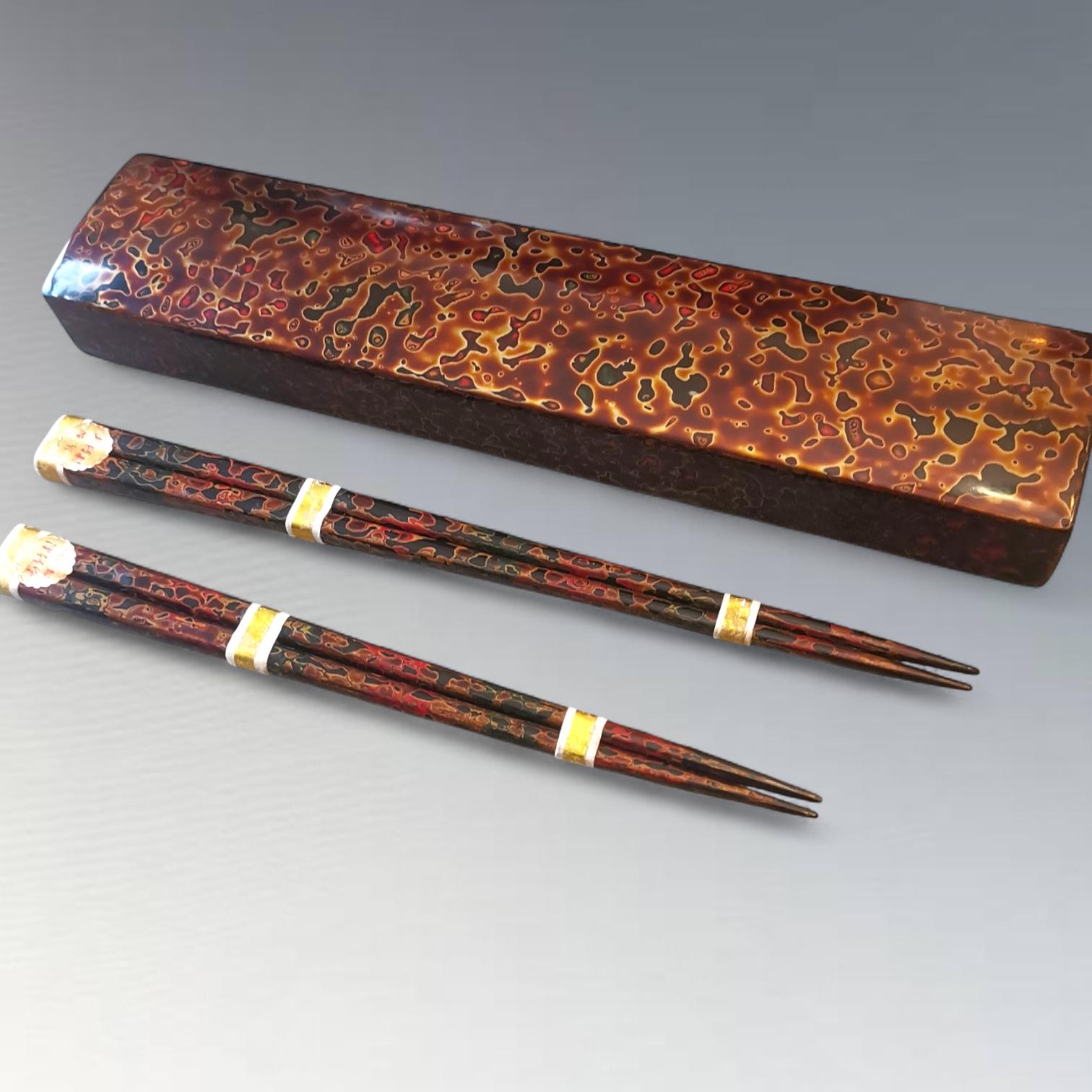 ヴィンテージの津軽塗漆箸と箱セット - Etsy 日本