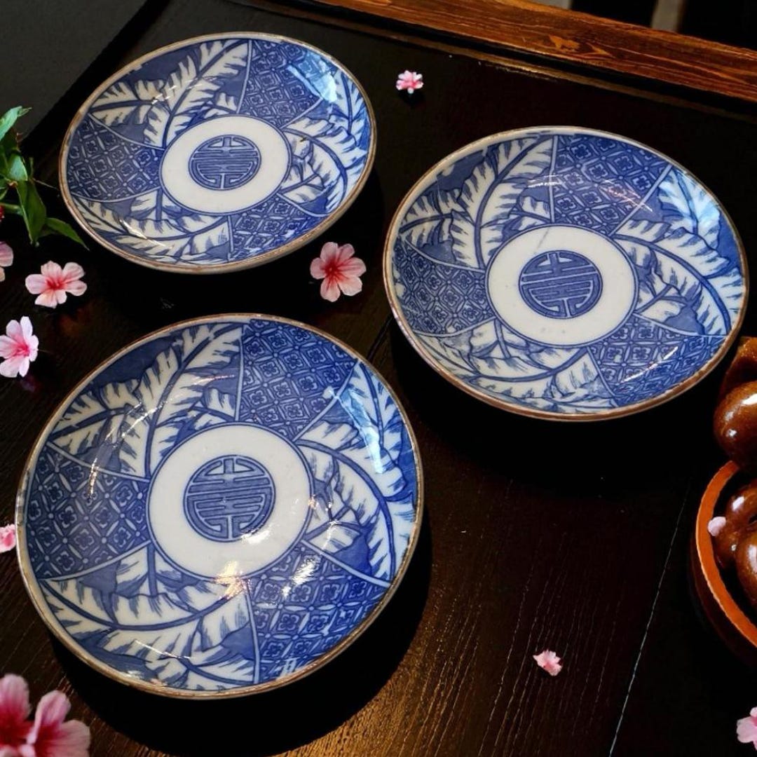 アンティーク伊万里焼皿、江戸時代青白印判食器 - Etsy 日本