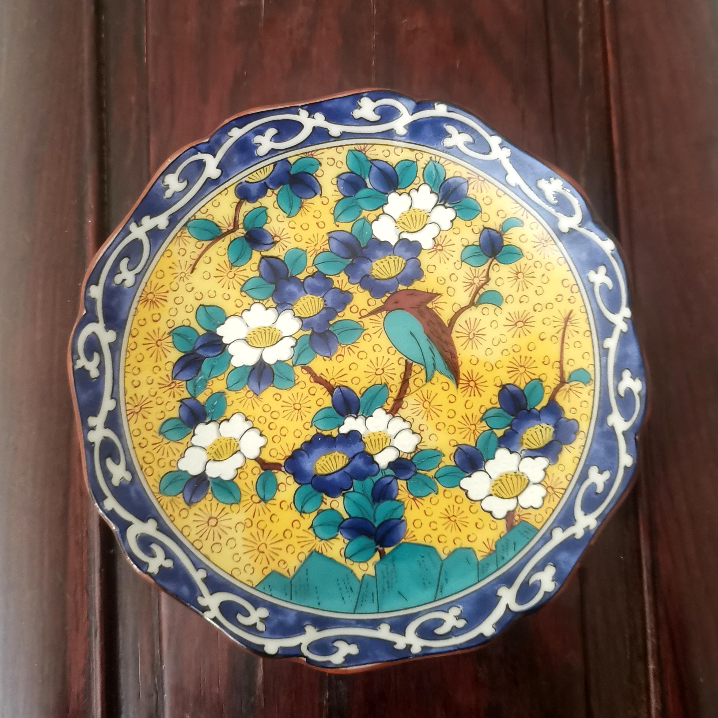 九谷焼 手描き花鳥文皿（5枚セット）吉田屋風 和風装飾 - Etsy 日本